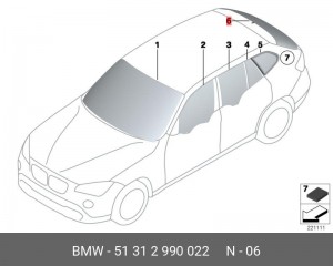 Стекло заднее 51 31 2 990 022 BMW