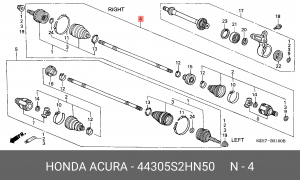 Шарнирный комплект, приводной вал 44305S2HN50 HONDA