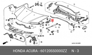 Шарнир, капот 60120SS0000ZZ HONDA