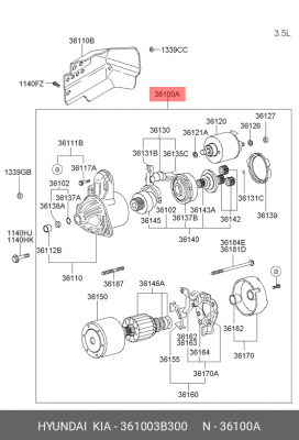 Стартер 361003B300 HYUNDAI KIA