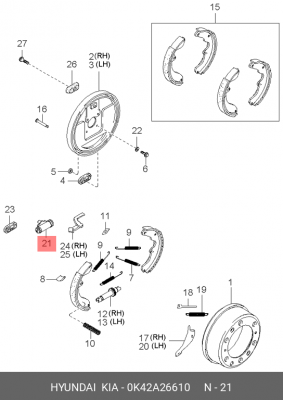 Цилиндр тормозной рабочий 0K42A26610 HYUNDAI KIA