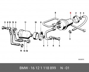 Гидроаккумулятор, давление подачи топлива 16 12 1 118 899 BMW