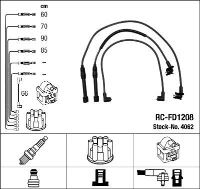 Ккомплект проводов зажигания 4062 NGK NTK