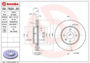 Тормозной диск 09.7820.20 BREMBO