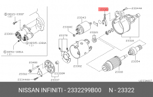 рычаг включения, стартер 23322-99B00 NISSAN