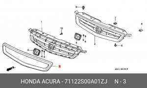 Рамка, облицовка радиатора 71122S00A01ZJ HONDA