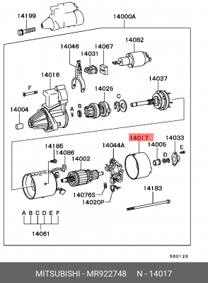 Подшипник коллектора, стартер MR922748 MITSUBISHI