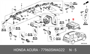 Блок управления электронный 77960SWAG22 HONDA