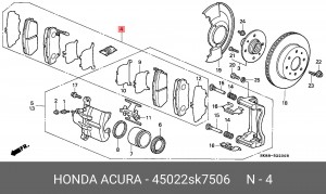 Комплект тормозных колодок, диско 45022SK7506 HONDA