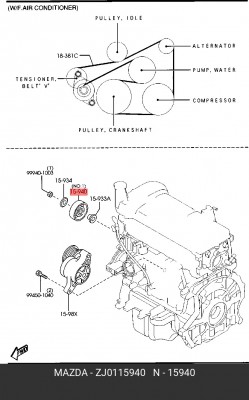 Шкив ремня приводного ZJ01-15-940 MAZDA
