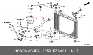 Патрубок системы охлаждения ДВС 19501RZAA01 HONDA