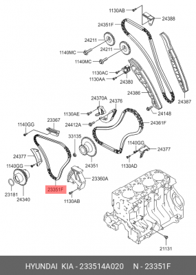 Цепь привода распредвала 23351-4A020 HYUNDAI KIA