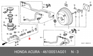 Главный тормозной цилиндр 46100S1AG01 HONDA