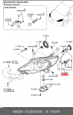 Фара головного света CC30510L0D MAZDA