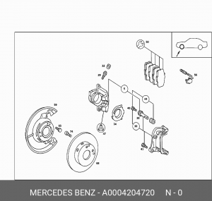 Колодки тормозные дисковые A0004204720 MERCEDES BENZ