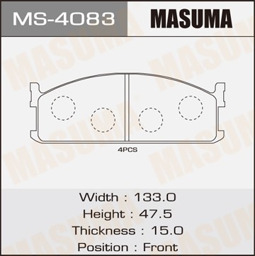 Колодки тормозные дисковые MS4083 MASUMA