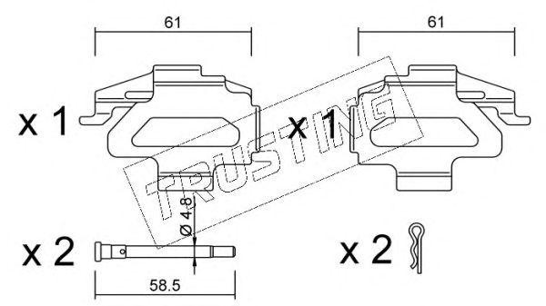 Комплектующие, колодки дискового тормоза KIT069 TRUSTING
