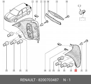 Фонарь задний 8200703487 RENAULT