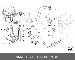 Клапан, насосная система дополнительного воздуха 11 72 1 433 713 BMW