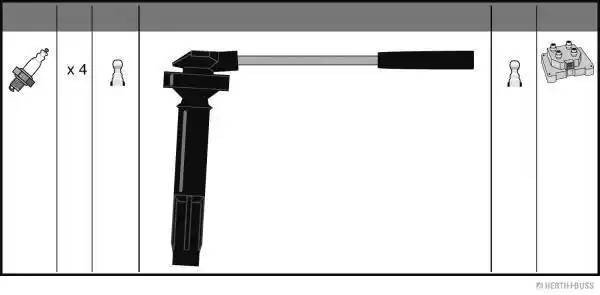 Ккомплект проводов зажигания J5387011 H B JAKOPARTS NIPPARTS