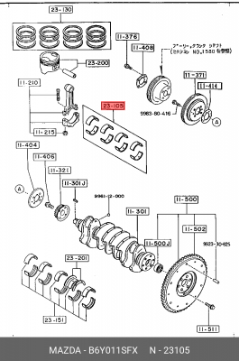 Вкладыши шатунные B6Y0-11-SFX MAZDA