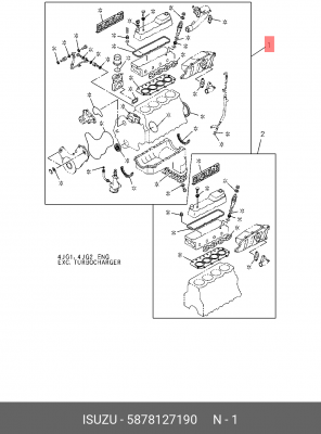 Комплект прокладок, двигатель 5-87812-719-0 ISUZU