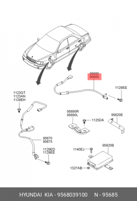 Датчик, частота вращения колеса 95680-39100 HYUNDAI KIA