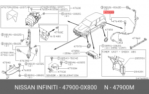 Датчик, частота вращения колеса 47900-0X800 NISSAN
