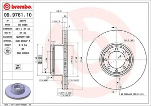 Тормозной диск 09.9761.10 BREMBO
