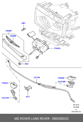 Электродвигатель, система отчистки фар XBS000020 MG ROVER LAND ROVER
