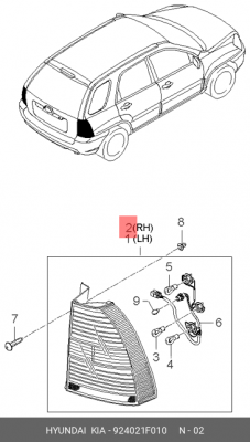 Фонарь задний 924021F010 HYUNDAI KIA