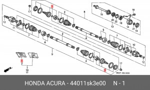 Шарнирный комплект, приводной вал 44011SK3E00 HONDA
