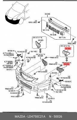 Крышка фары LD47-50-C21A MAZDA