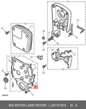 Прокладка, выпускной трубопровод LJQ101020 MG ROVER LAND ROVER