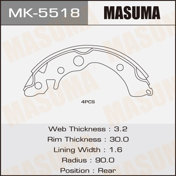 Колодки тормозные барабанные MK5518 MASUMA