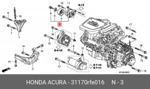 Натяжитель ремня приводного в сборе 31170-RFE-016 HONDA