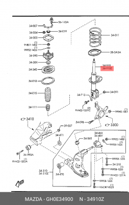Амортизатор подвески GH0E34900 MAZDA