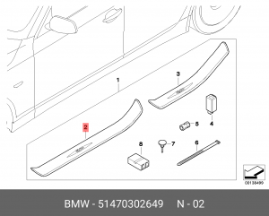 Молдинг порога 51 47 0 302 649 BMW