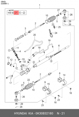 Механизм рулевой (ремкомплект) 0K30B32180 HYUNDAI KIA
