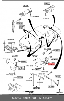 Брызговик CA0251881 MAZDA