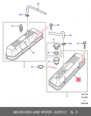 Прокладка, крышка головки цилиндра 602512 LAND ROVER