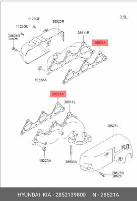 Прокладка, выпускной коллектор 2852139800 HYUNDAI KIA