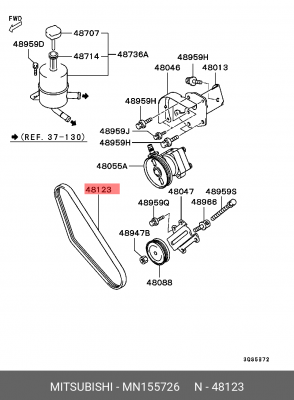 Поликлиновой ремень MN155726 MITSUBISHI