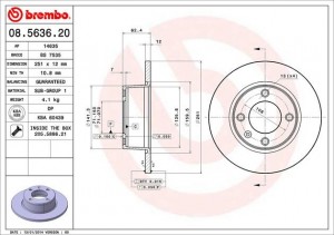Тормозной диск 08.5636.20 BREMBO