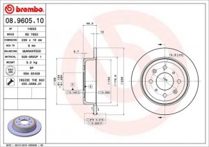 Тормозной диск 08.9605.10 BREMBO