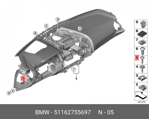 Болт крепления 51 16 2 755 697 BMW