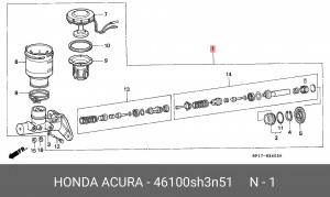 Главный тормозной цилиндр 46100SH3N51 HONDA