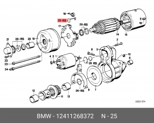 Угольная щетка, стартер 12 41 1 268 372 BMW