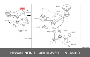 Главный тормозной цилиндр 46010-AV620 NISSAN