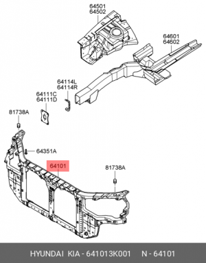 Панель крепления радиатора 641013K001 HYUNDAI KIA